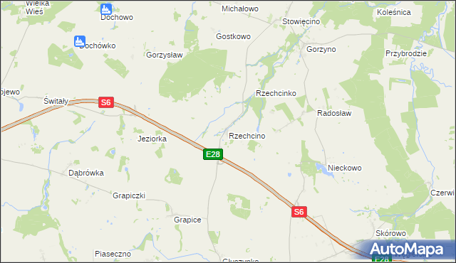 mapa Rzechcino, Rzechcino na mapie Targeo