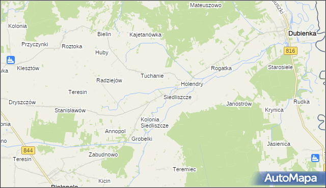 mapa Siedliszcze gmina Dubienka, Siedliszcze gmina Dubienka na mapie Targeo