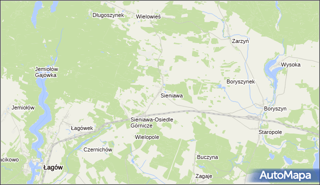 mapa Sieniawa gmina Łagów, Sieniawa gmina Łagów na mapie Targeo