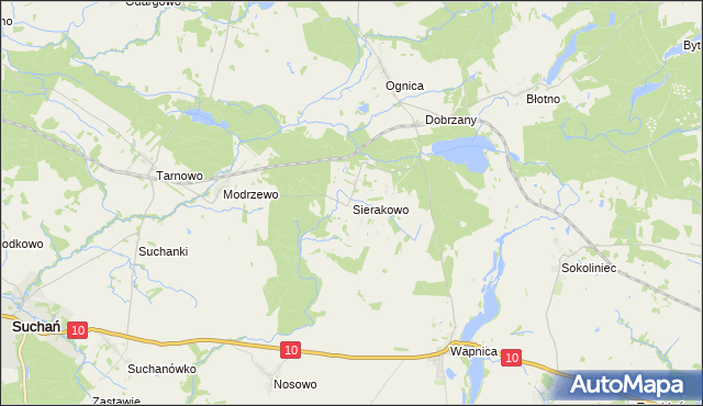 mapa Sierakowo gmina Dobrzany, Sierakowo gmina Dobrzany na mapie Targeo