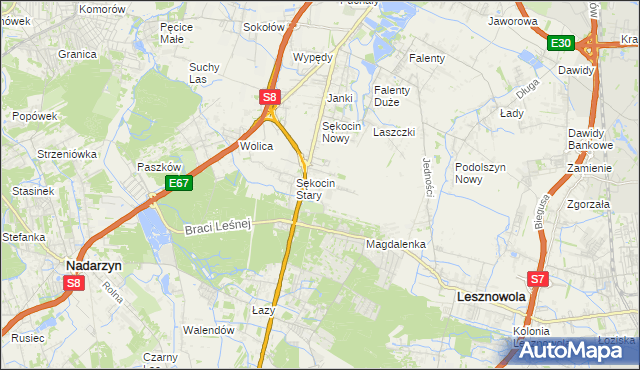 mapa Słomin gmina Raszyn, Słomin gmina Raszyn na mapie Targeo