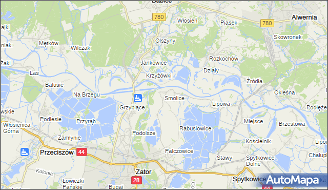 mapa Smolice gmina Zator, Smolice gmina Zator na mapie Targeo