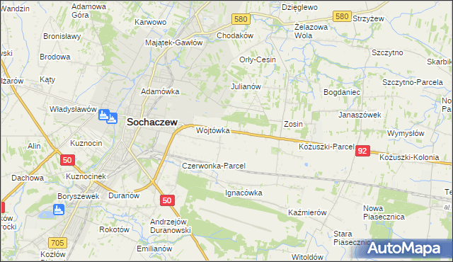 mapa Sochaczew-Wieś, Sochaczew-Wieś na mapie Targeo