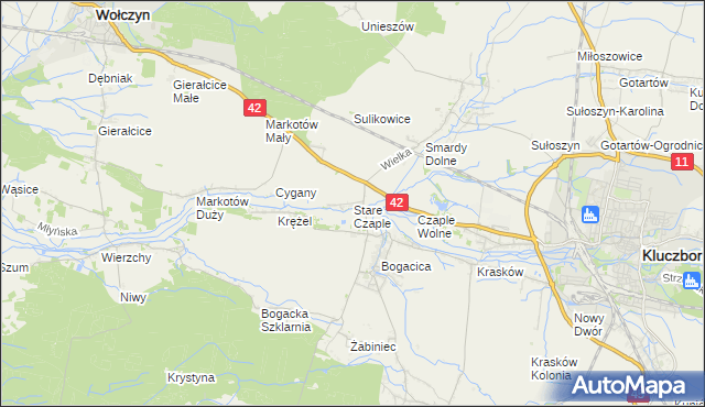 mapa Stare Czaple gmina Kluczbork, Stare Czaple gmina Kluczbork na mapie Targeo