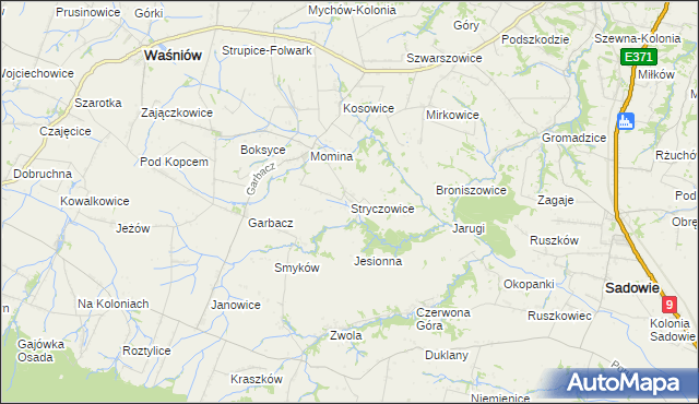 mapa Stryczowice, Stryczowice na mapie Targeo