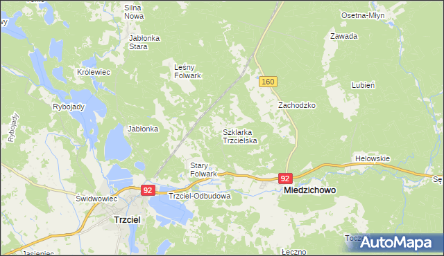 mapa Szklarka Trzcielska, Szklarka Trzcielska na mapie Targeo