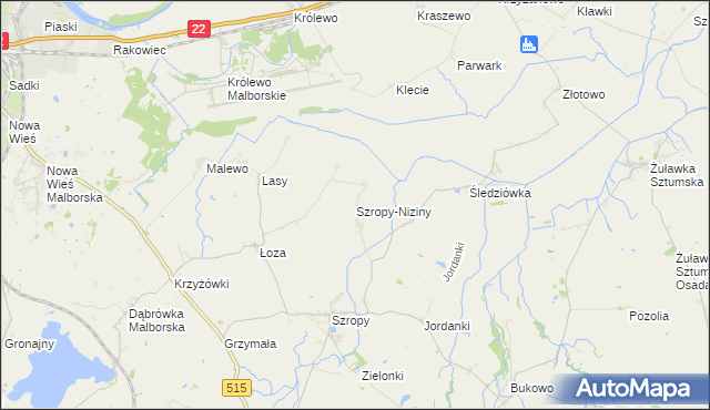 mapa Szropy-Niziny, Szropy-Niziny na mapie Targeo