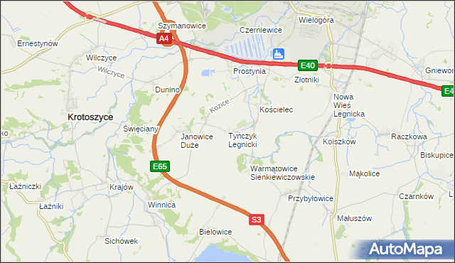 mapa Tyńczyk Legnicki, Tyńczyk Legnicki na mapie Targeo