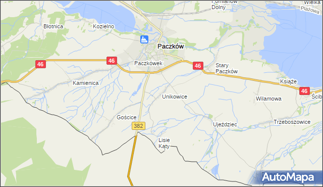 mapa Unikowice, Unikowice na mapie Targeo