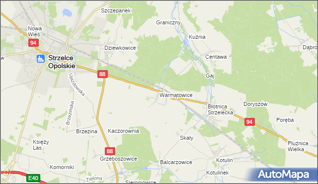 mapa Warmątowice, Warmątowice na mapie Targeo