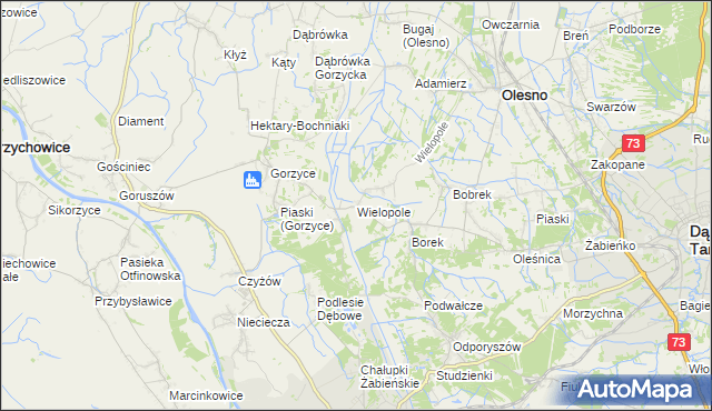 mapa Wielopole gmina Olesno, Wielopole gmina Olesno na mapie Targeo