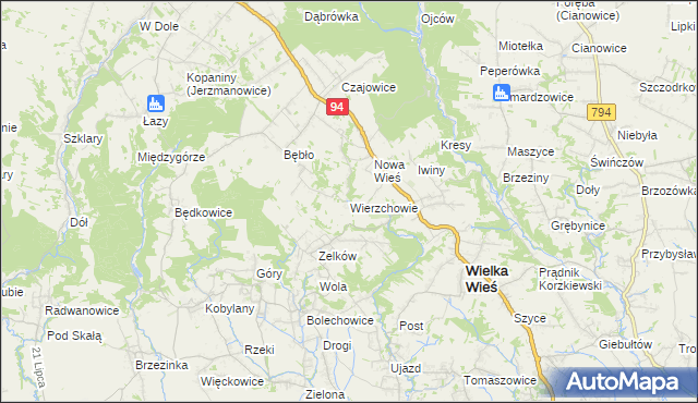 mapa Wierzchowie, Wierzchowie na mapie Targeo