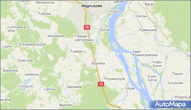 mapa Winduga gmina Magnuszew, Winduga gmina Magnuszew na mapie Targeo