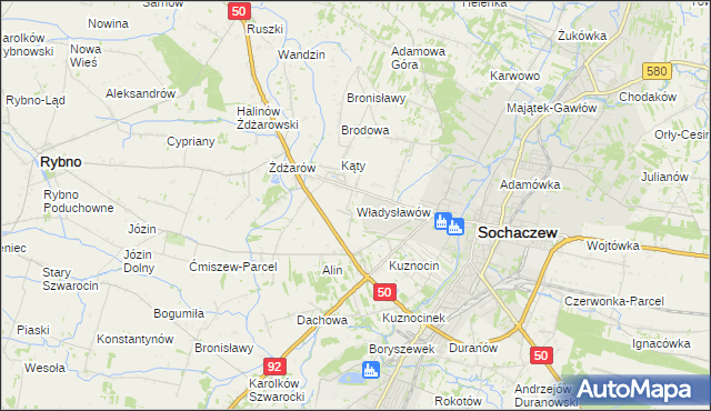 mapa Władysławów gmina Sochaczew, Władysławów gmina Sochaczew na mapie Targeo