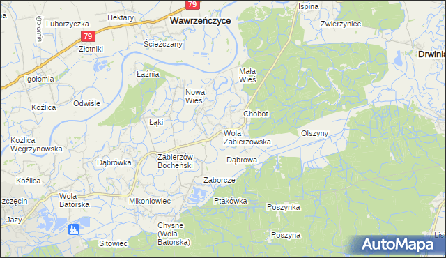 mapa Wola Zabierzowska, Wola Zabierzowska na mapie Targeo