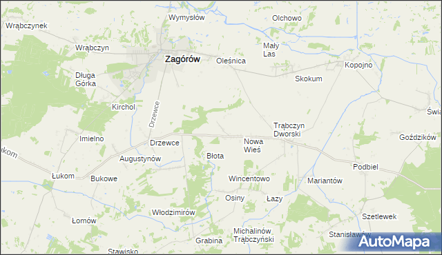 mapa Zalesie gmina Zagórów, Zalesie gmina Zagórów na mapie Targeo