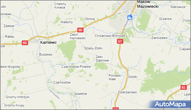 mapa Zelki Dąbrowe, Zelki Dąbrowe na mapie Targeo