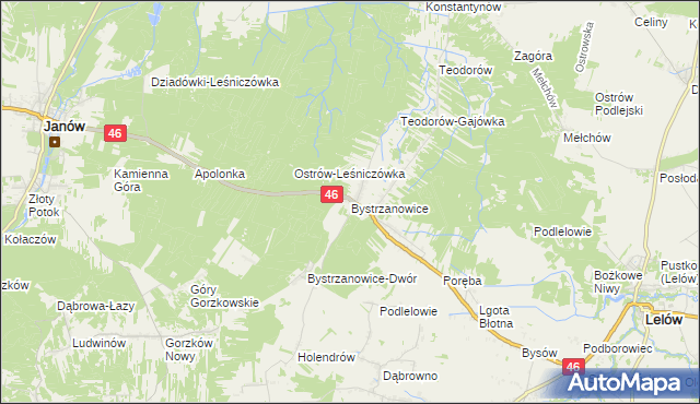 mapa Bystrzanowice, Bystrzanowice na mapie Targeo