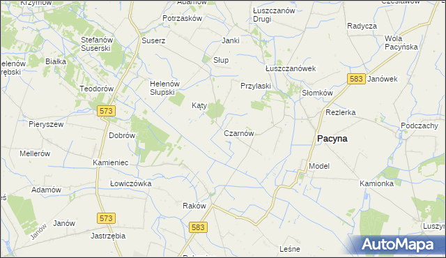 mapa Czarnów gmina Pacyna, Czarnów gmina Pacyna na mapie Targeo