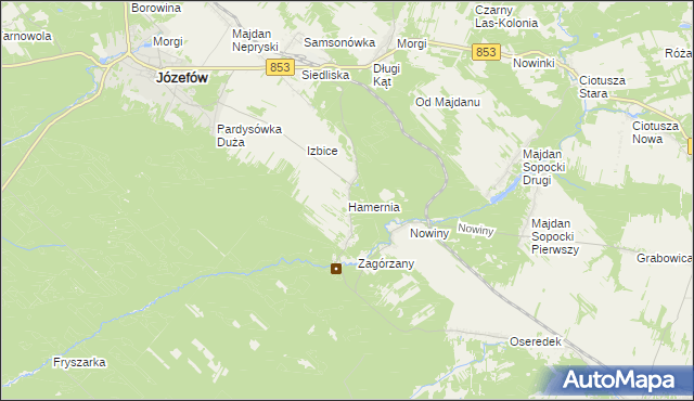 mapa Hamernia gmina Józefów, Hamernia gmina Józefów na mapie Targeo