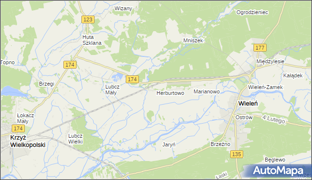 mapa Herburtowo, Herburtowo na mapie Targeo