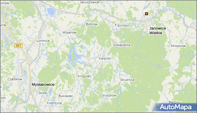 mapa Karpniki gmina Mysłakowice, Karpniki gmina Mysłakowice na mapie Targeo