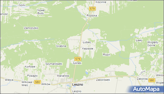 mapa Kępiaste gmina Leszno, Kępiaste gmina Leszno na mapie Targeo