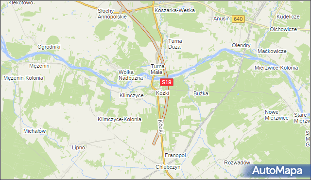 mapa Kózki gmina Sarnaki, Kózki gmina Sarnaki na mapie Targeo