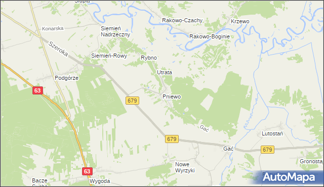 mapa Pniewo gmina Łomża, Pniewo gmina Łomża na mapie Targeo