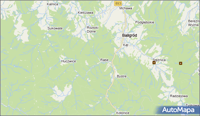 mapa Rabe gmina Baligród, Rabe gmina Baligród na mapie Targeo