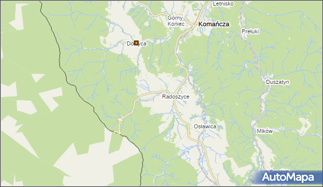 mapa Radoszyce gmina Komańcza, Radoszyce gmina Komańcza na mapie Targeo