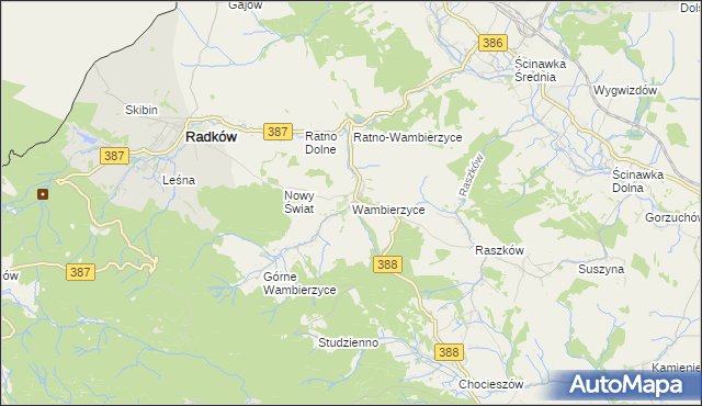 mapa Wambierzyce, Wambierzyce na mapie Targeo