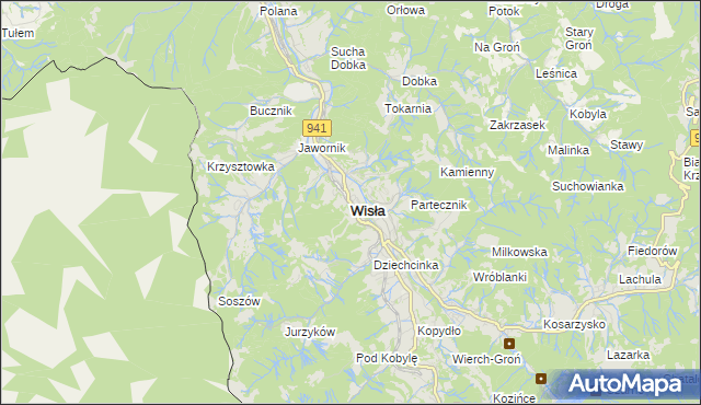 mapa Wisła, Wisła na mapie Targeo