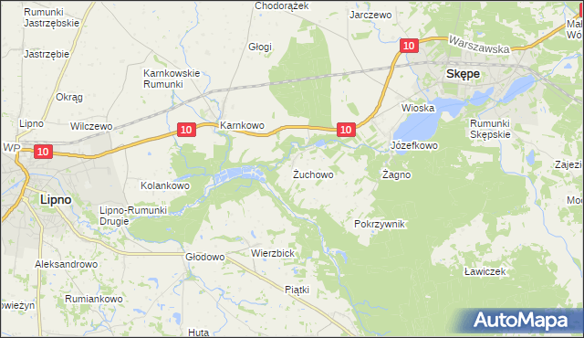 mapa Żuchowo, Żuchowo na mapie Targeo