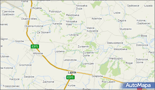 mapa Żurawniki gmina Lipnik, Żurawniki gmina Lipnik na mapie Targeo