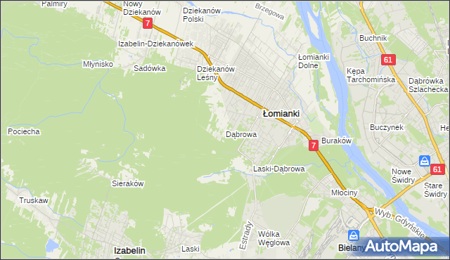 mapa Dąbrowa gmina Łomianki, Dąbrowa gmina Łomianki na mapie Targeo