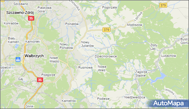 mapa Dziećmorowice, Dziećmorowice na mapie Targeo