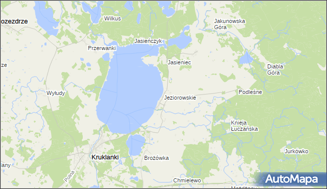 mapa Jeziorowskie gmina Kruklanki, Jeziorowskie gmina Kruklanki na mapie Targeo