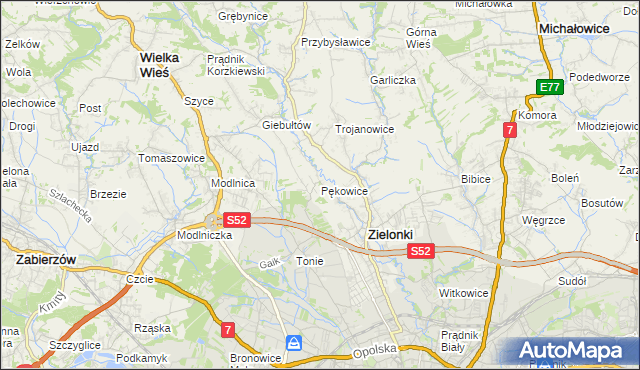 mapa Pękowice, Pękowice na mapie Targeo