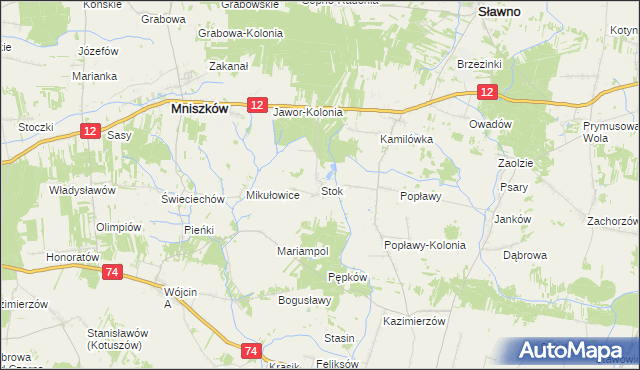 mapa Stok gmina Mniszków, Stok gmina Mniszków na mapie Targeo