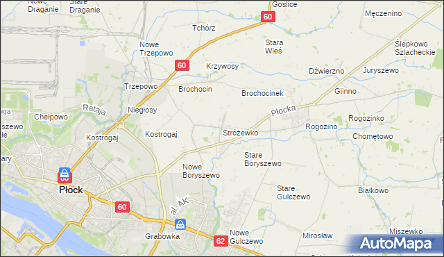 mapa Stróżewko gmina Radzanowo, Stróżewko gmina Radzanowo na mapie Targeo