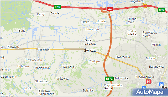 mapa Świlcza, Świlcza na mapie Targeo