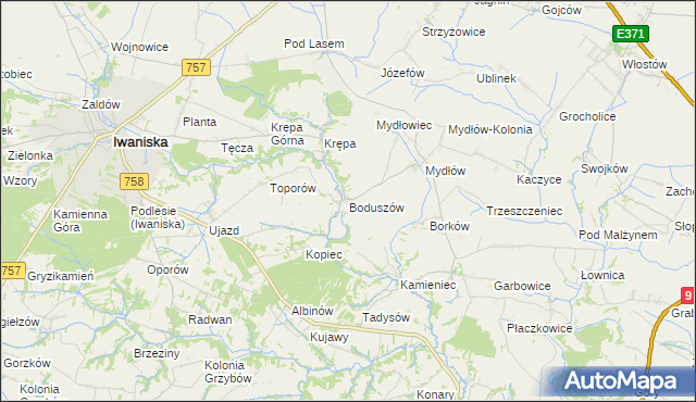 mapa Boduszów, Boduszów na mapie Targeo