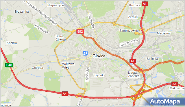 mapa Gliwic, Gliwice na mapie Targeo