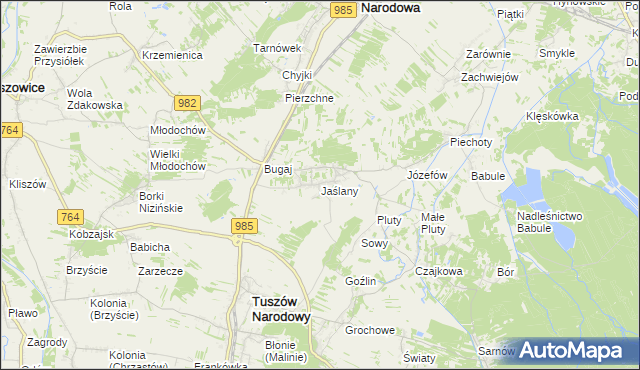 mapa Jaślany, Jaślany na mapie Targeo