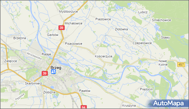 mapa Kościerzyce, Kościerzyce na mapie Targeo