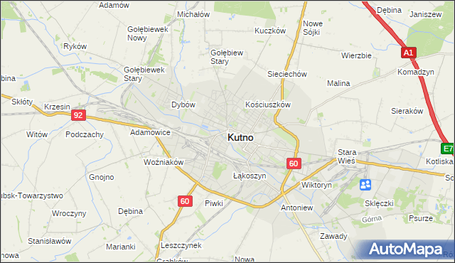 mapa Kutno, Kutno na mapie Targeo