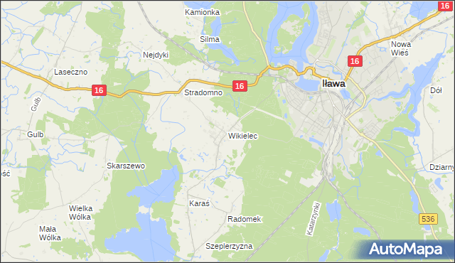 mapa Wikielec gmina Iława, Wikielec gmina Iława na mapie Targeo