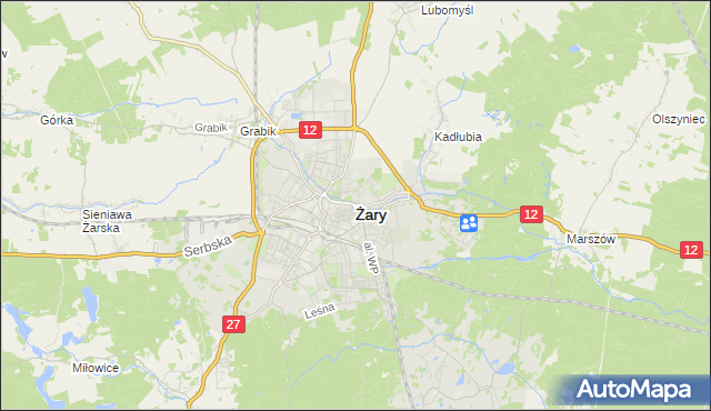 mapa Żary, Żary na mapie Targeo
