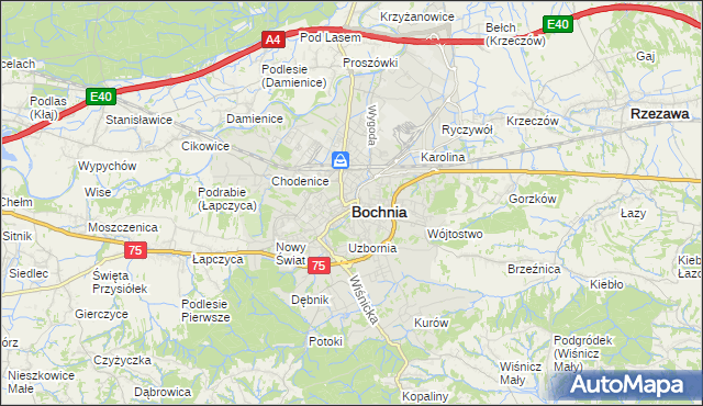 mapa Bochni, Bochnia na mapie Targeo